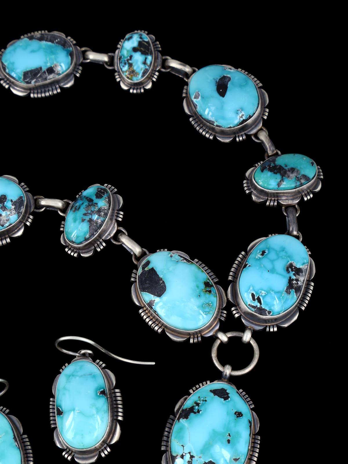 Native American Jewelry Campitos Turquoise Lariat Necklace Set - PuebloDirect.com