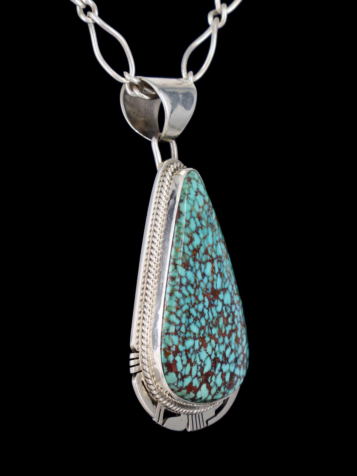 Estate Natural Turquoise Mountain Turquoise Sterling Silver Pendant - PuebloDirect.com