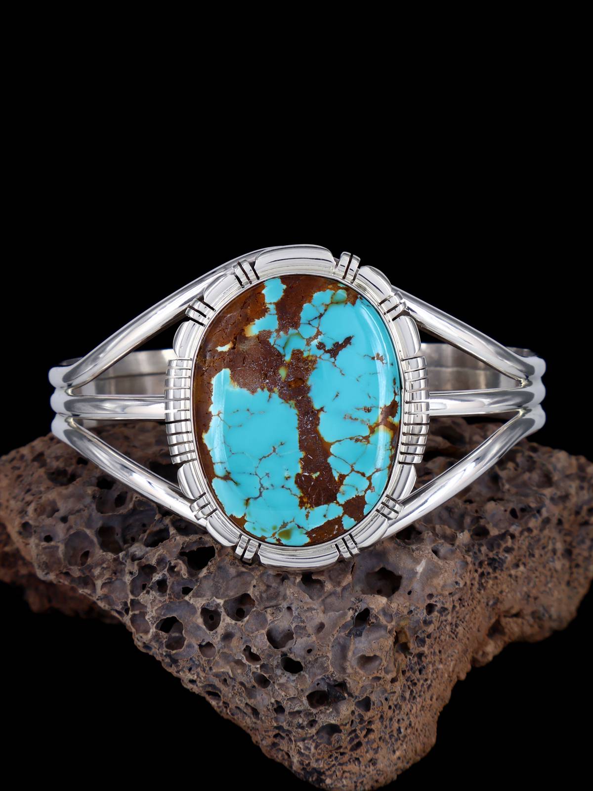 Native American Jewelry Blue J Turquoise Cuff Bracelet - PuebloDirect.com