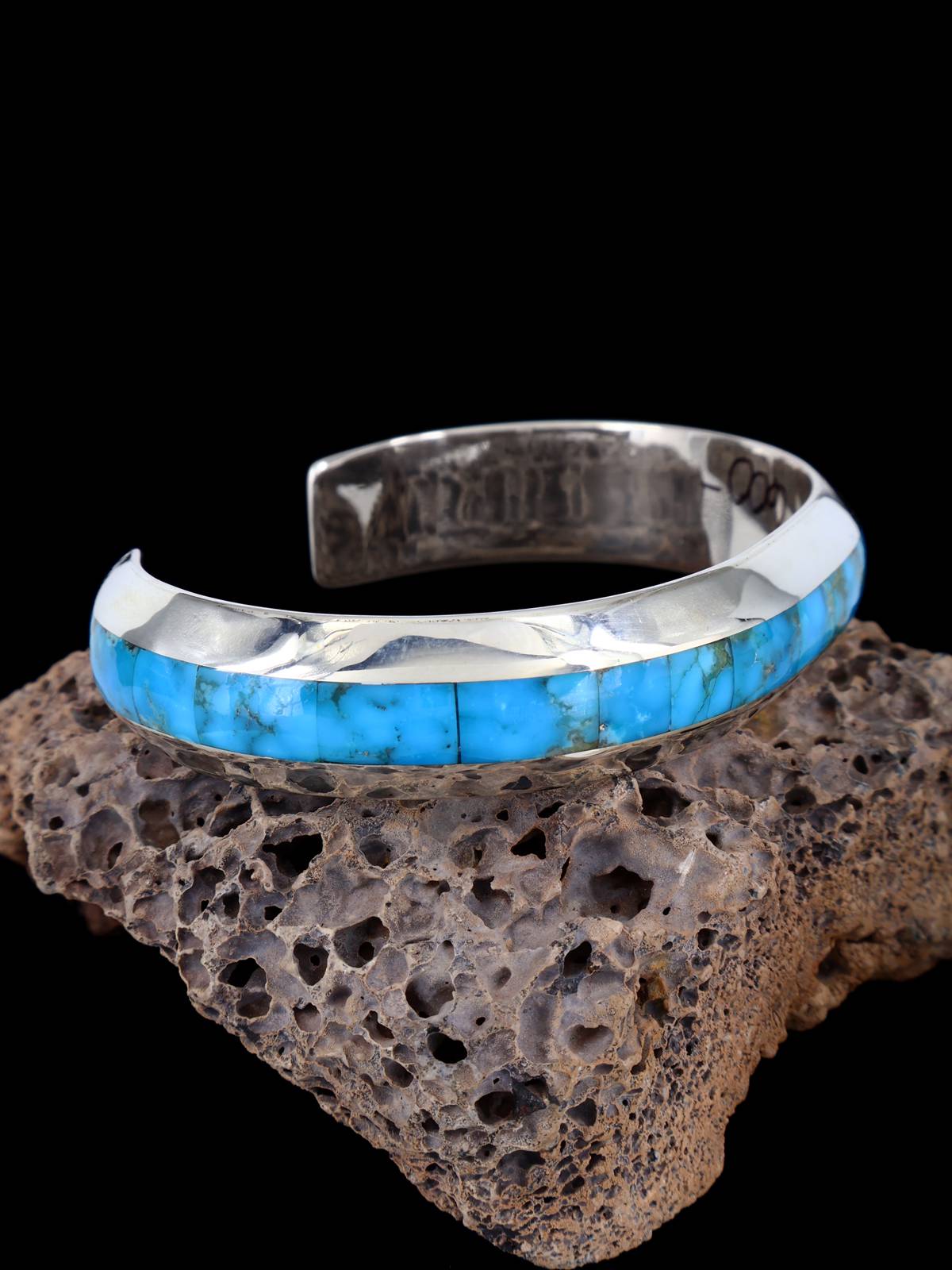 Native American Zuni Turquoise Inlay Cuff Bracelet - PuebloDirect.com