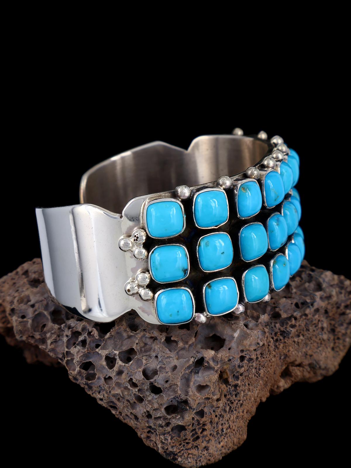 Native American Sleeping Beauty Turquoise Sterling Silver Cuff Bracelet - PuebloDirect.com