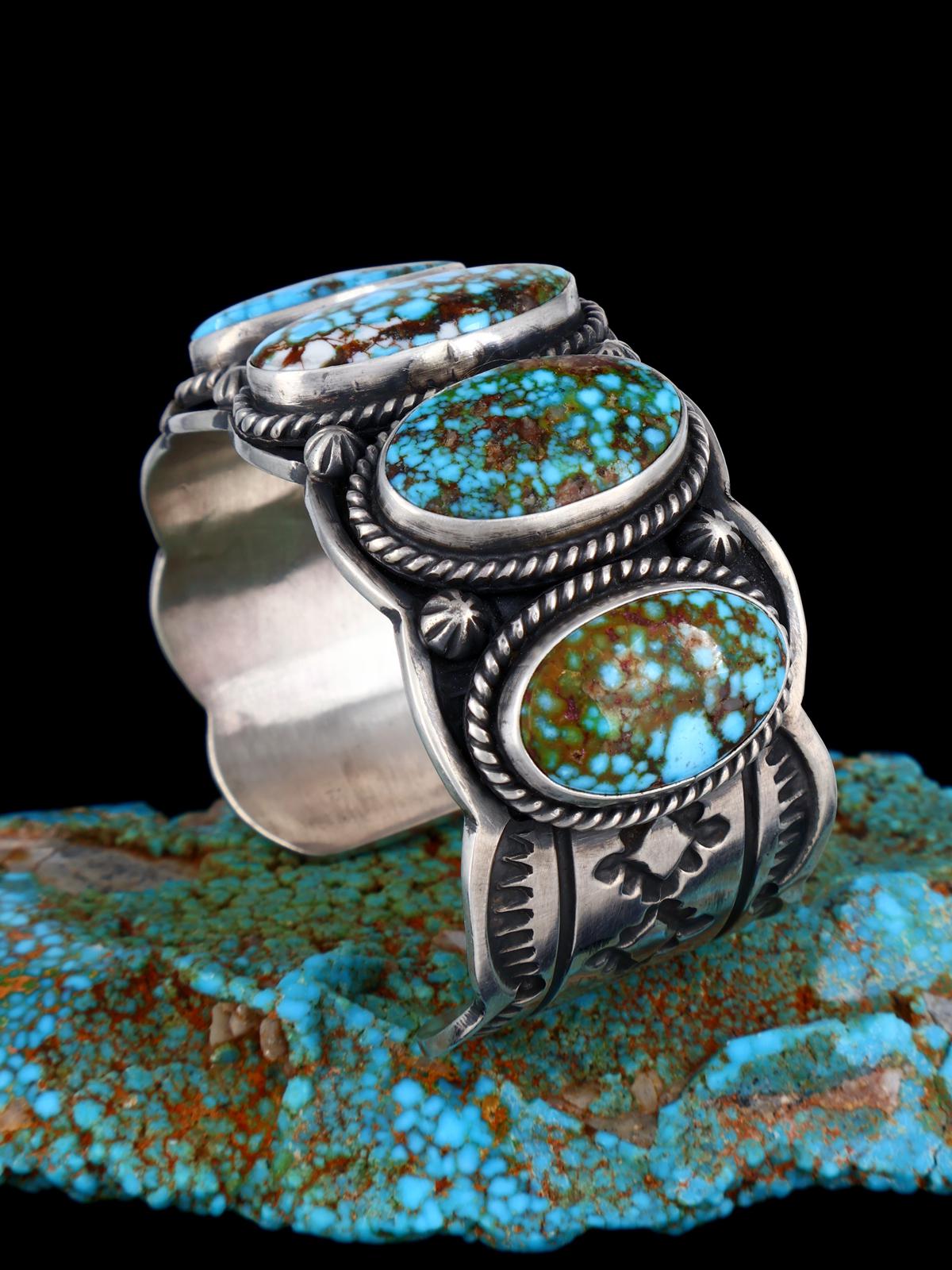 Navajo Sterling Silver Kingman Turquoise Cuff Bracelet