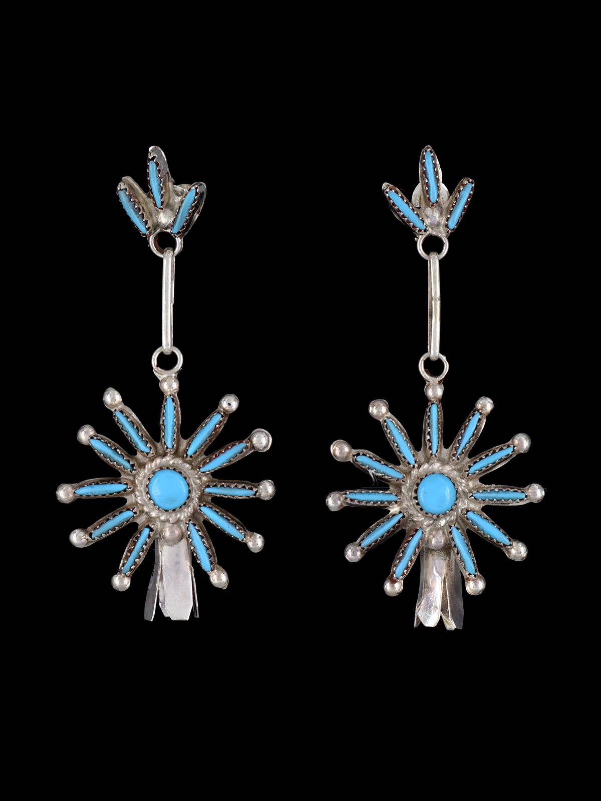 Zuni Inlay Jewelry Turquoise Post Earrings - PuebloDirect.com