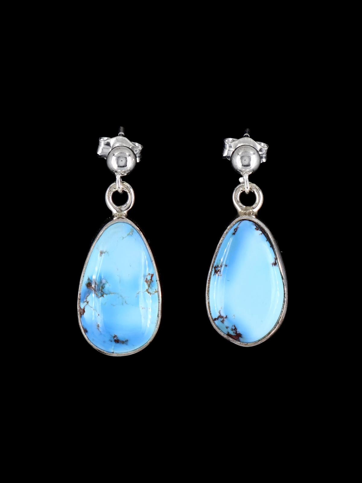 Navajo Sterling Silver Golden Hill Turquoise Post Earrings