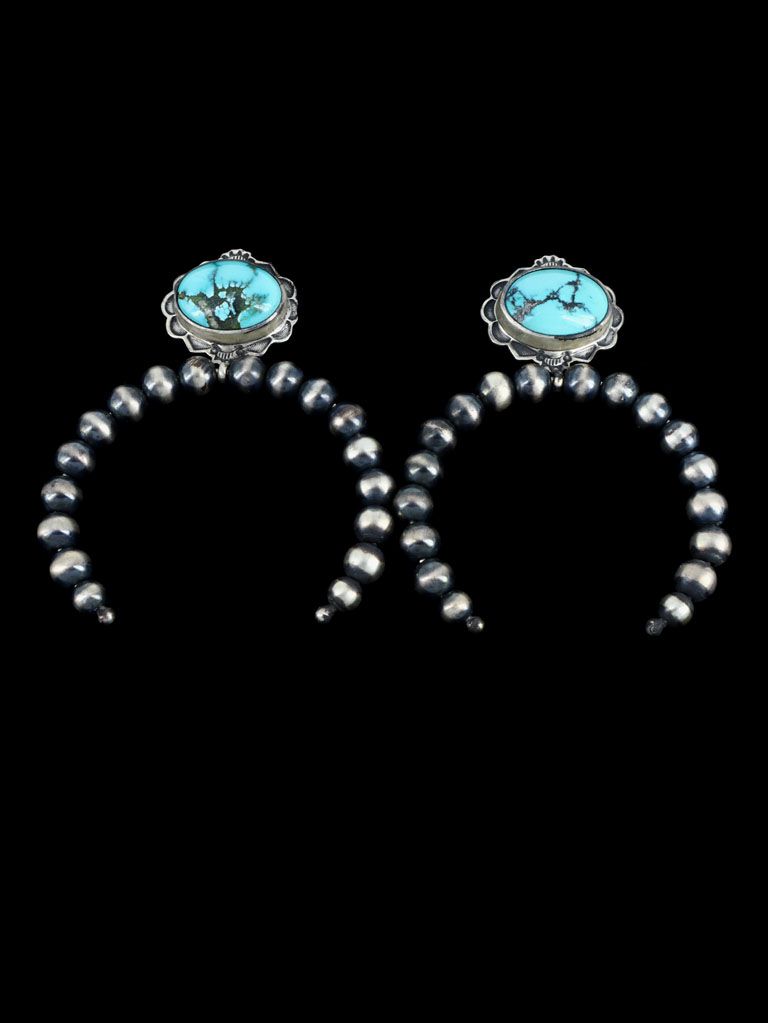Native American Indian Jewelry Cloud Mountain Turquoise Naja Earrings - PuebloDirect.com