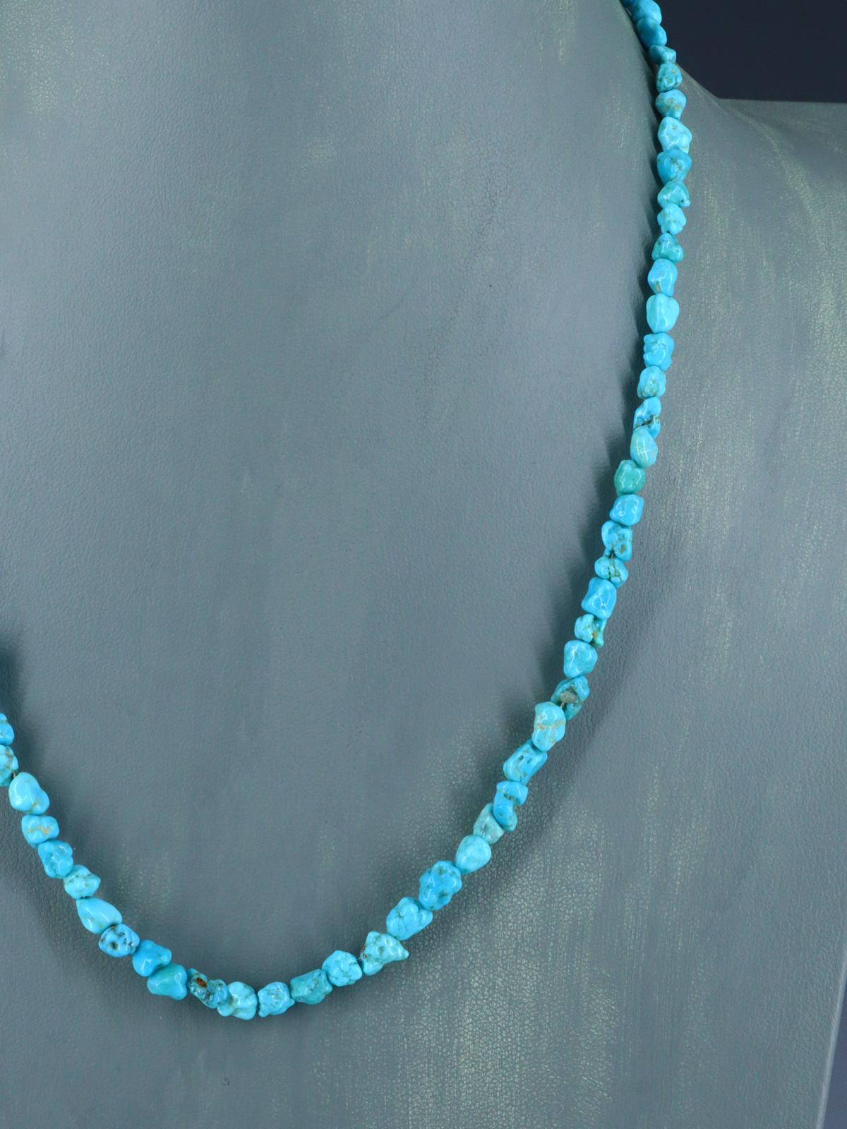 Navajo 21" Single Strand Sleeping Beauty Turquoise Necklace - PuebloDirect.com
