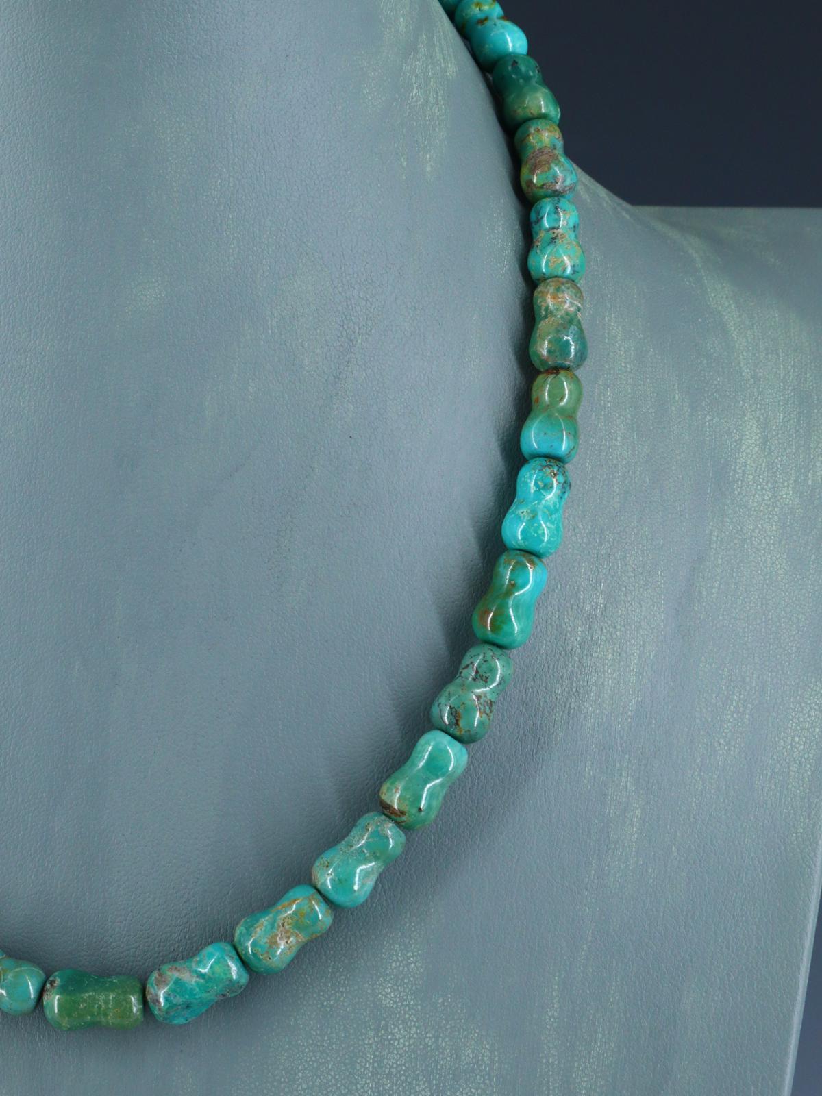18" Turquoise Bone Beads Necklace - PuebloDirect.com