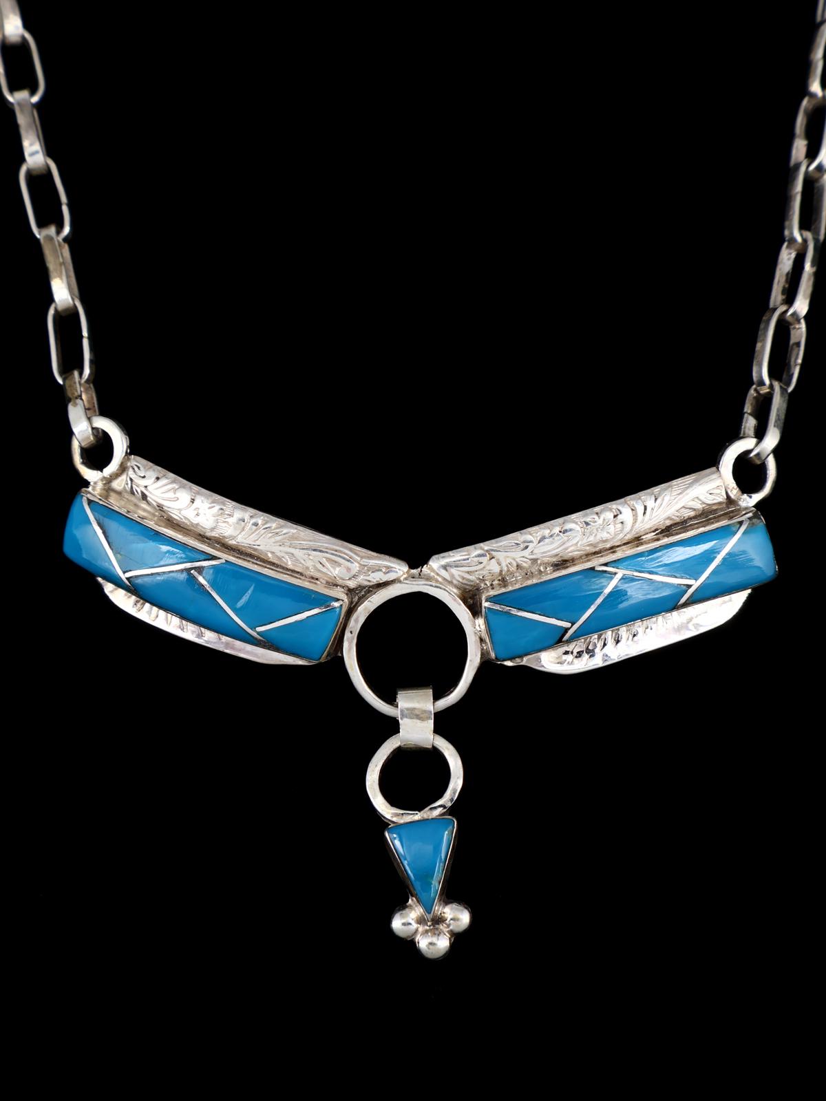 Turquoise Sterling Silver Zuni Inlay Necklace