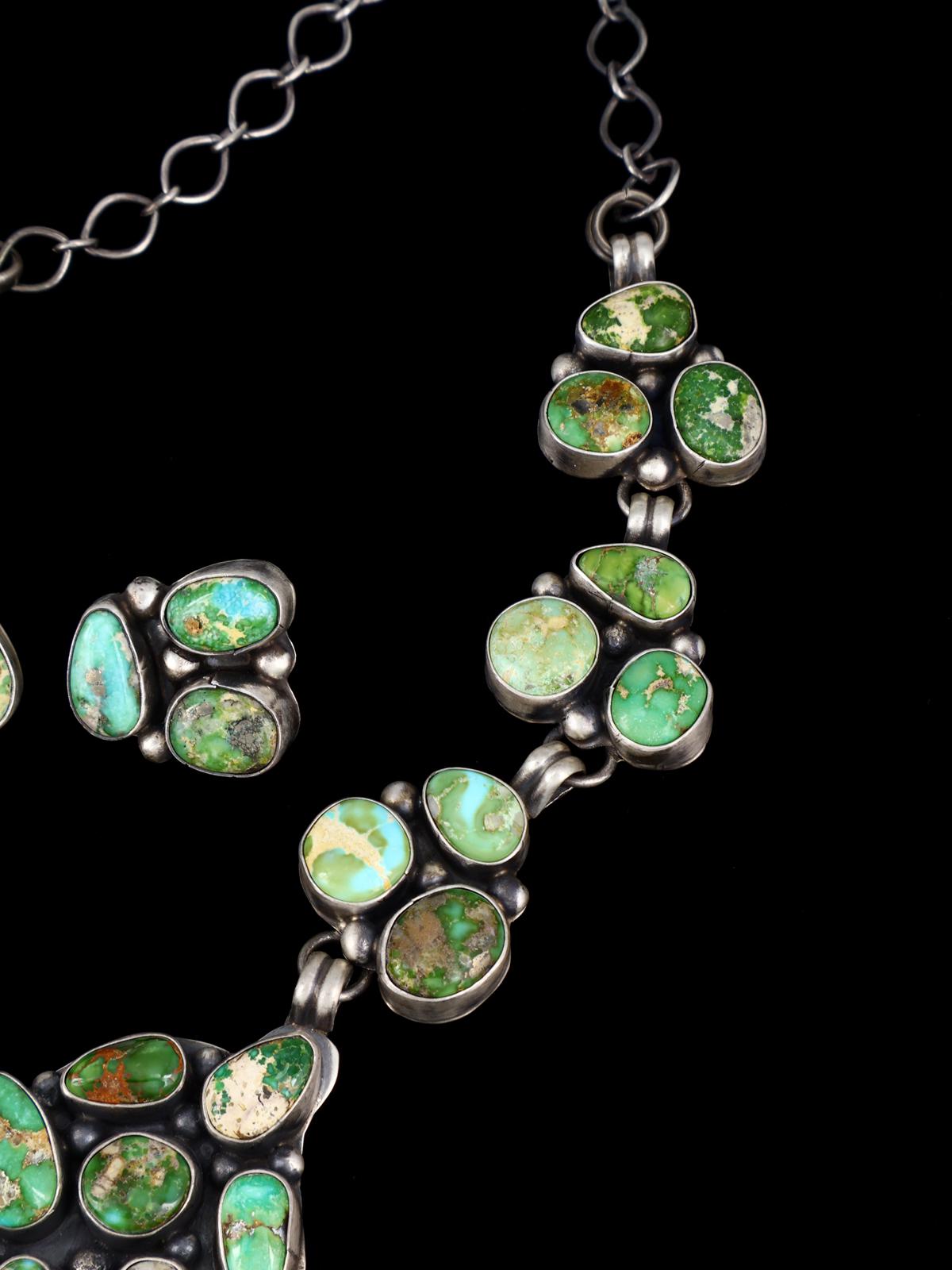Native American Sterling Silver Sonoran Gold Turquoise Necklace Set