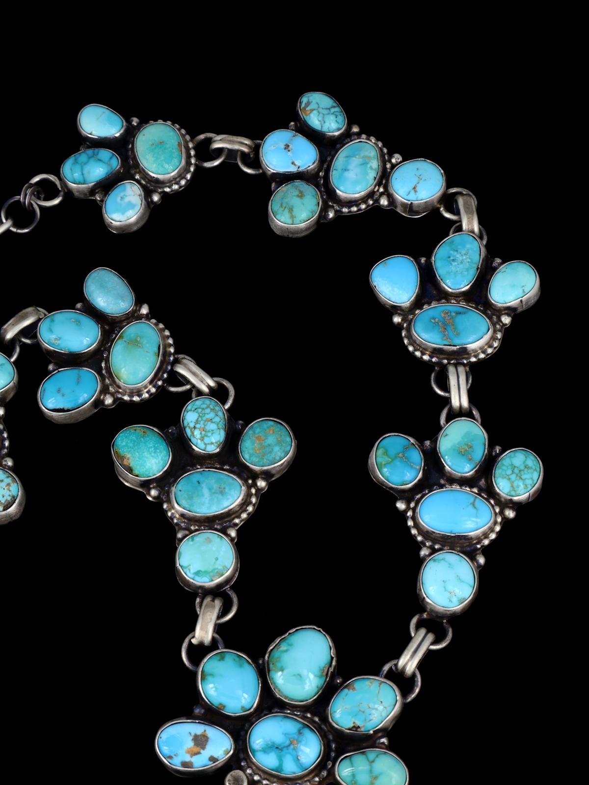 Navajo Sterling Silver Carico Lake Turquoise Lariat Necklace