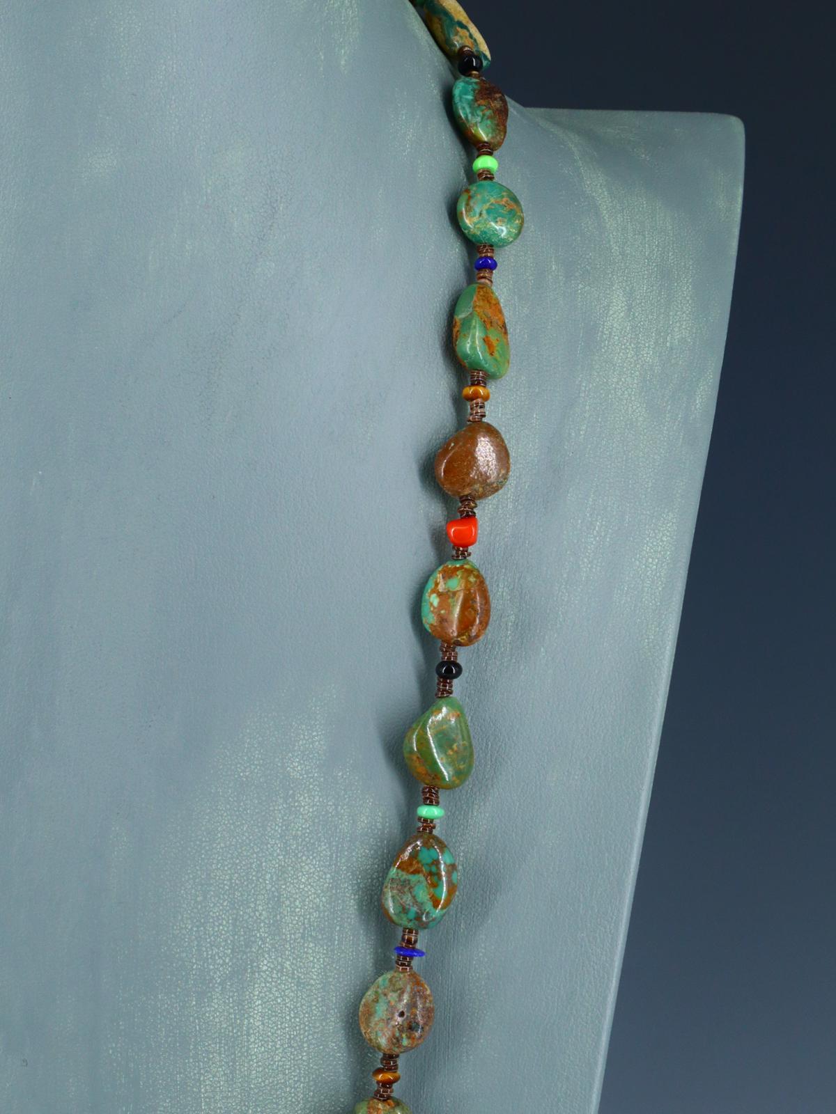 30" Native American Turquoise Nugget Multistone Necklace