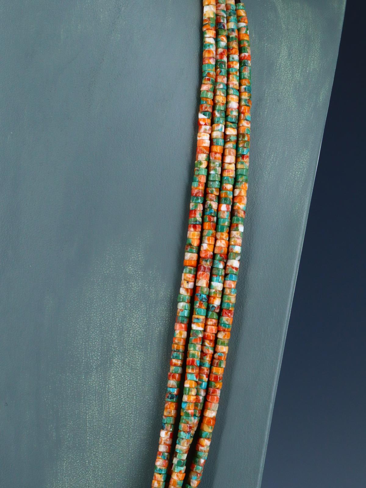 Four Strand Native American Spiny Oyster and Turquoise Necklace