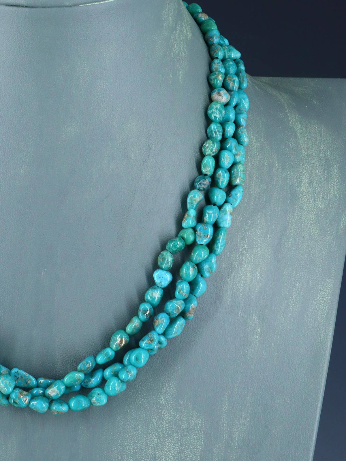 Native American Turquoise Triple Strand Necklace