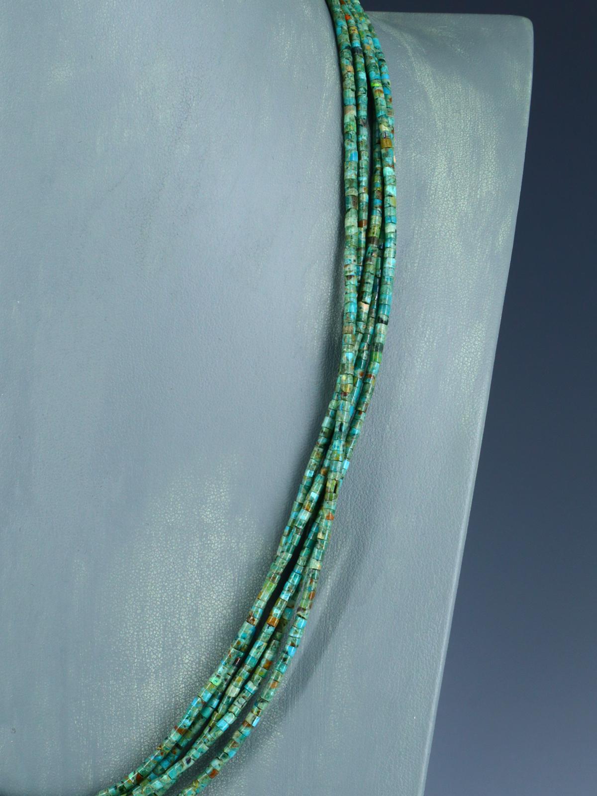 Sterling Silver Five Strand Turquoise Necklace