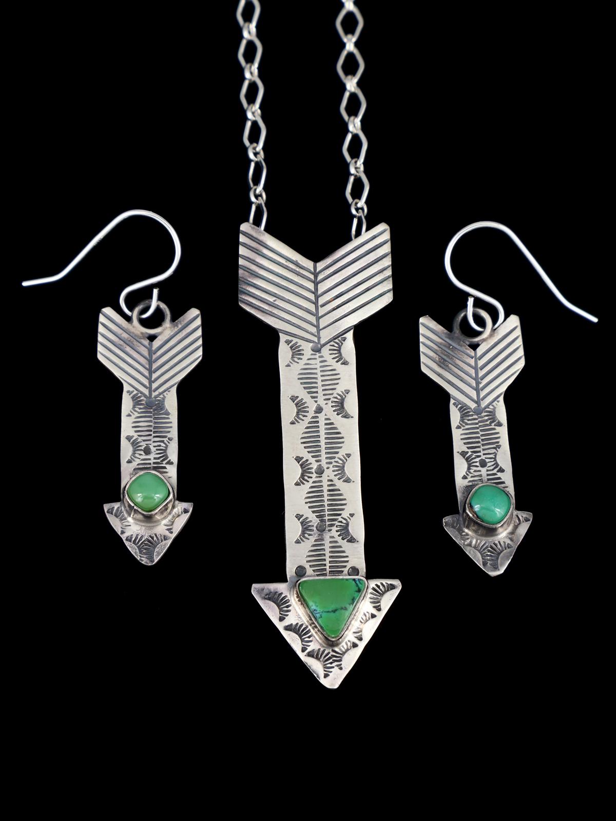 Navajo Sonoran Gold Turquoise Arrow Link Chain Necklace Set - PuebloDirect.com