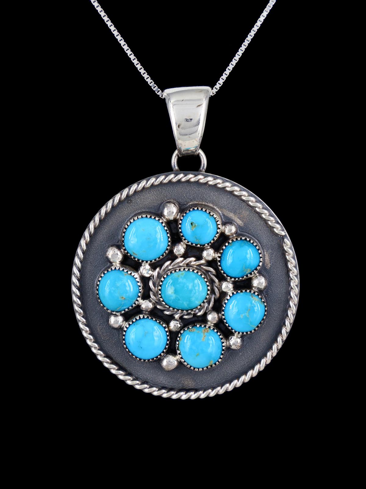 Navajo Sterling Silver Turquoise Cluster Pendant