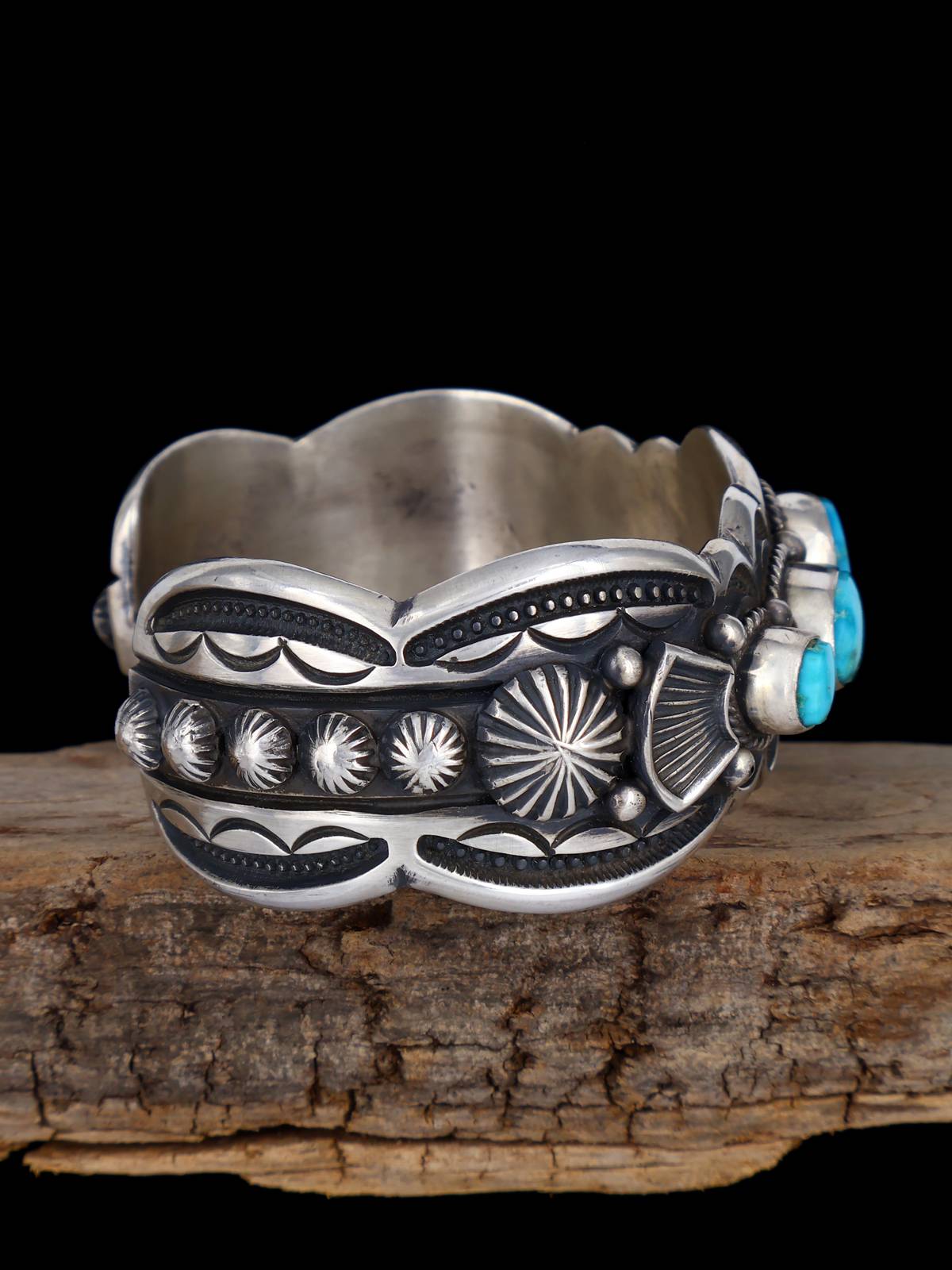 Native American Jewelry Natural Kingman Waterweb Turquoise Cuff Bracelet - PuebloDirect.com