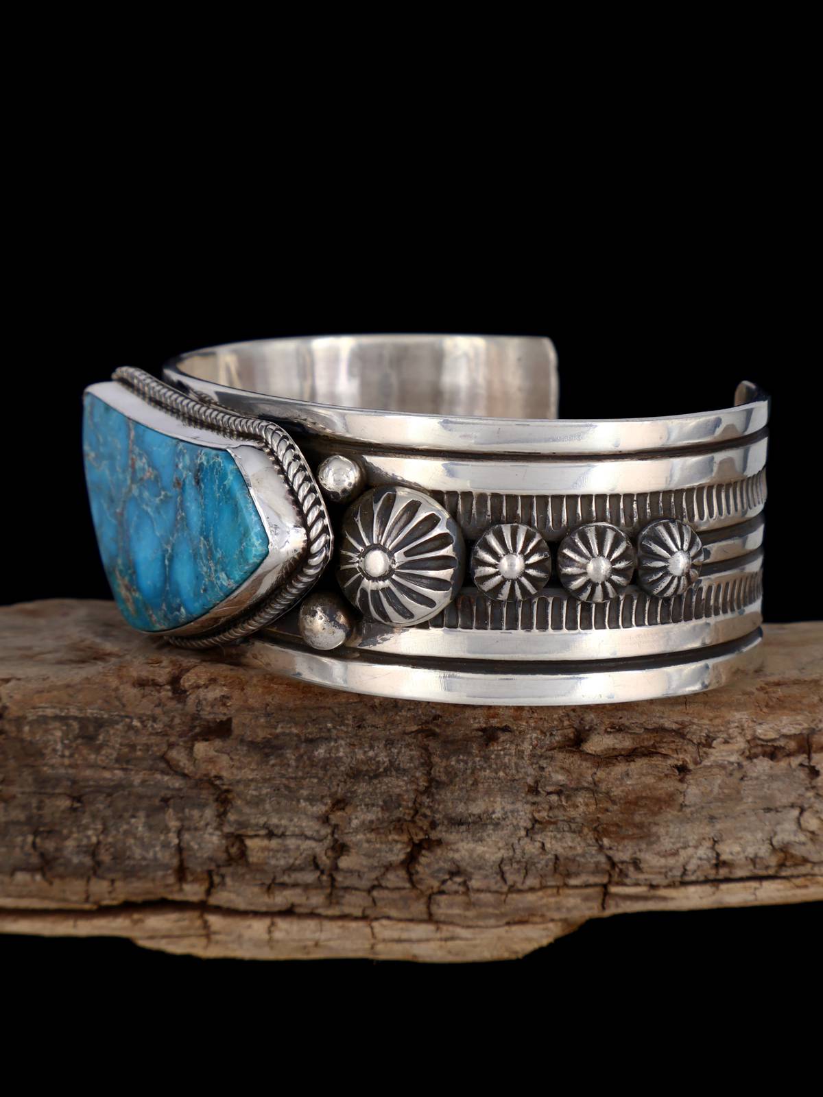 Native Sterling Jewelry Kingman Turquoise Cuff Bracelet - PuebloDirect.com