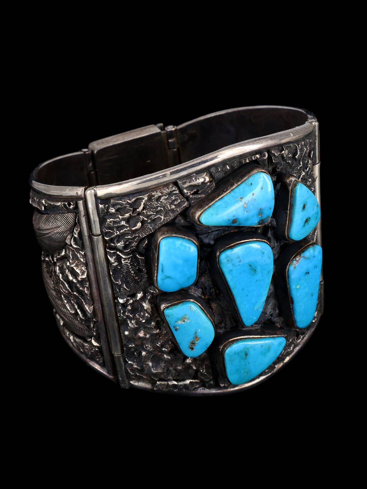 Vintage Estate Navajo Sterling Silver Morenci Turquoise Bracelet - PuebloDirect.com