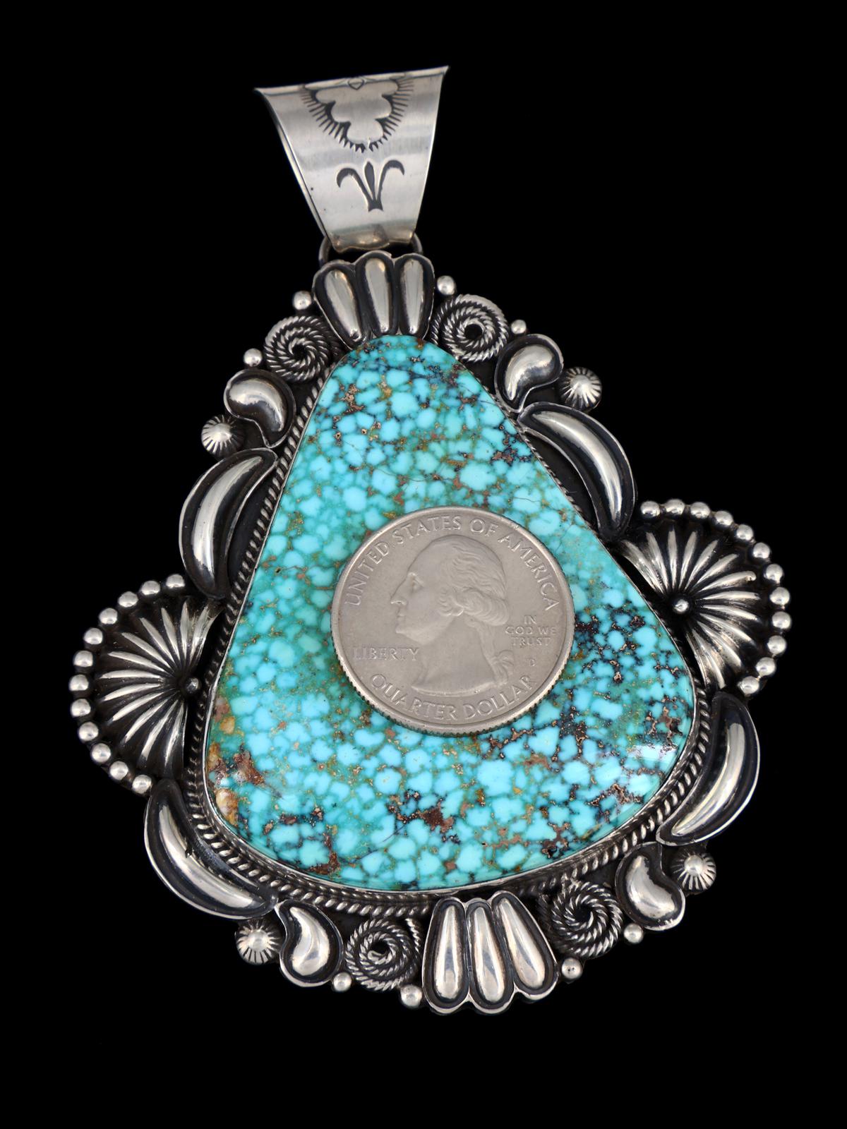 Large Native American Jewelry Natural Kingman Turquoise Pendant - PuebloDirect.com