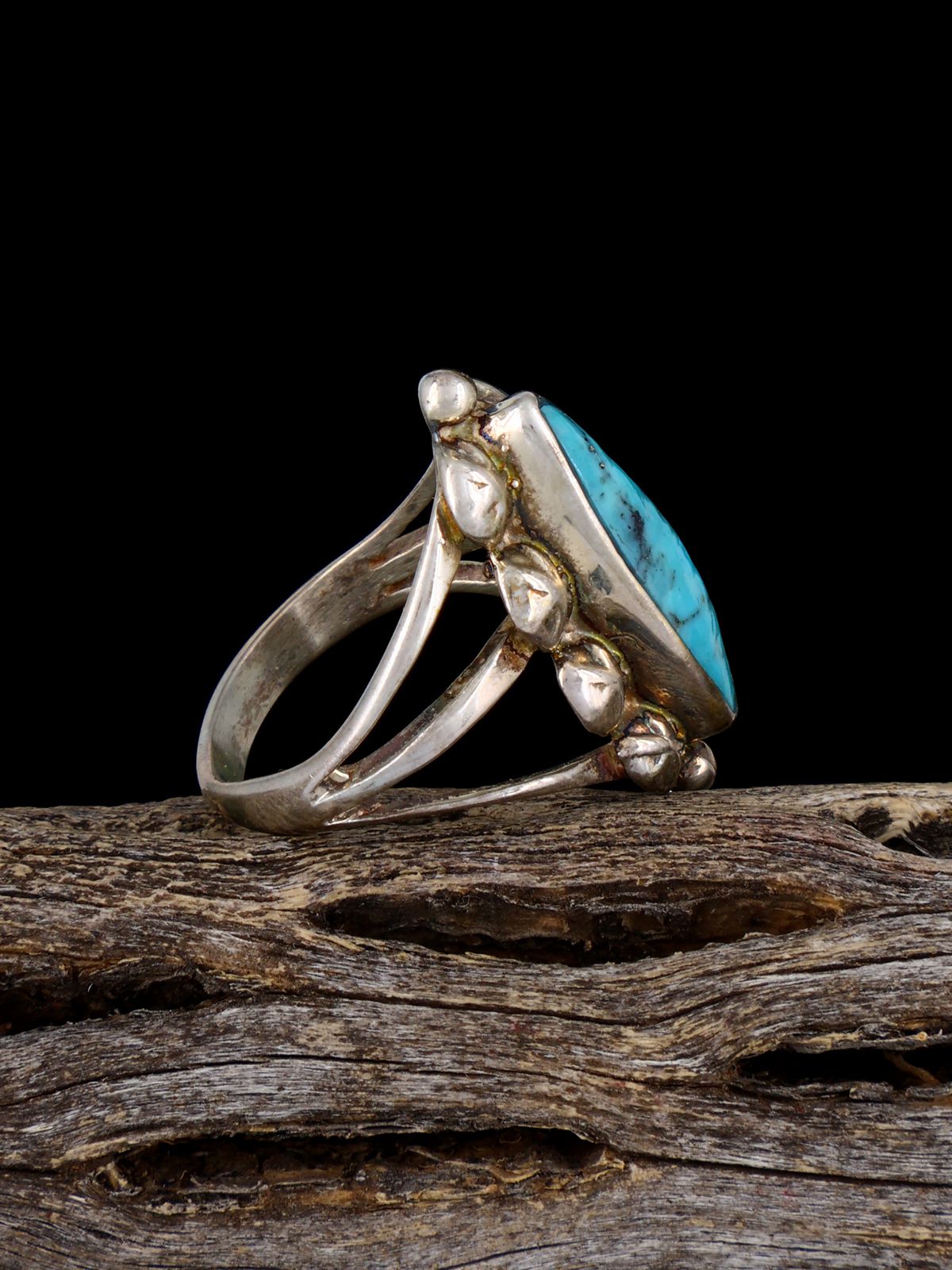 Vintage Sterling Silver Turquoise Ring, Size 5 1/2 - PuebloDirect.com