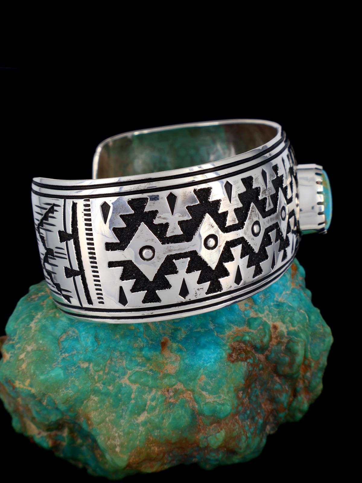 Native American Turquoise Sterling Silver Overlay Bracelet - PuebloDirect.com