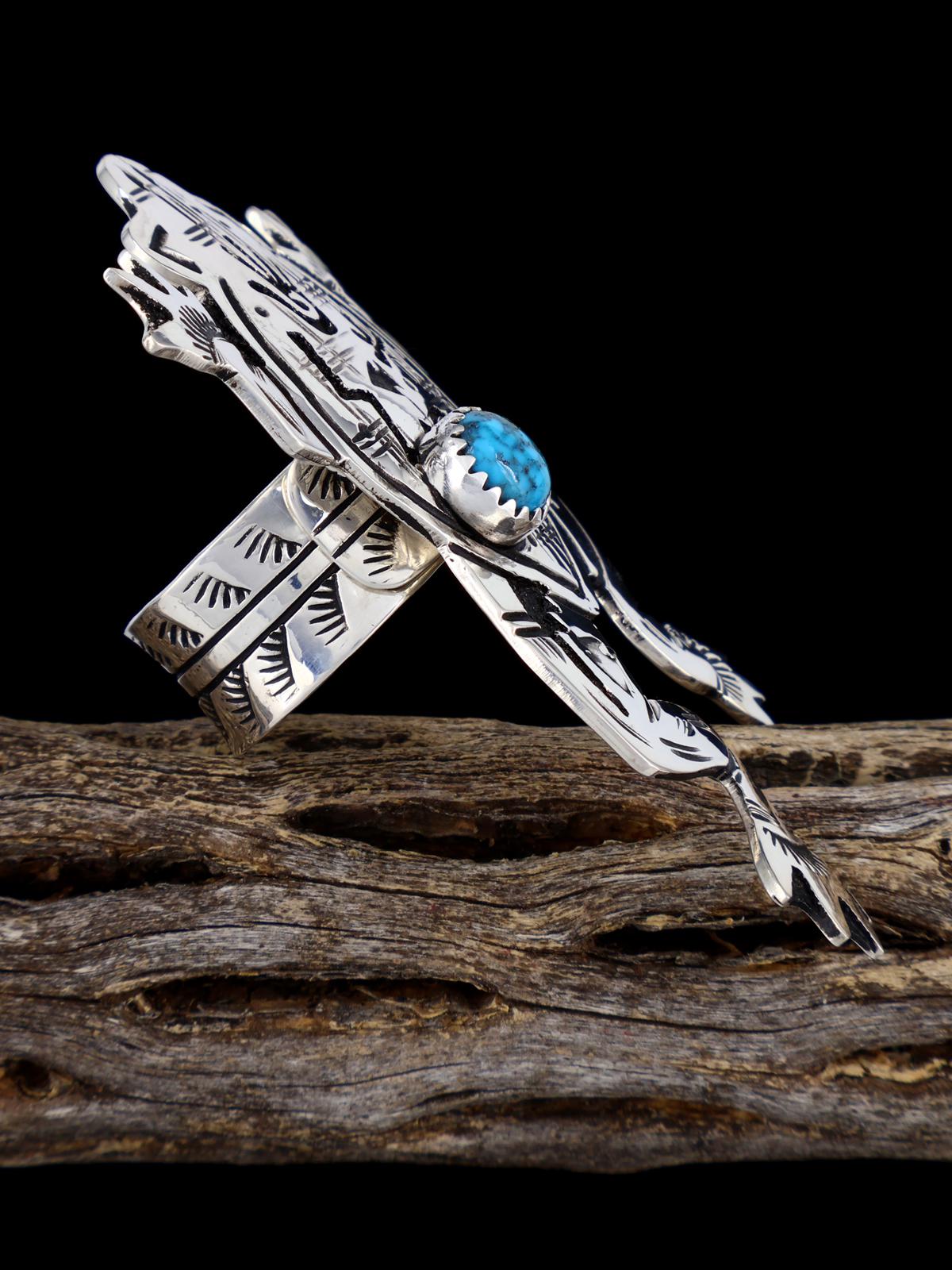 Adjustable Sterling Silver Overlay Turquoise Frog Ring - PuebloDirect.com