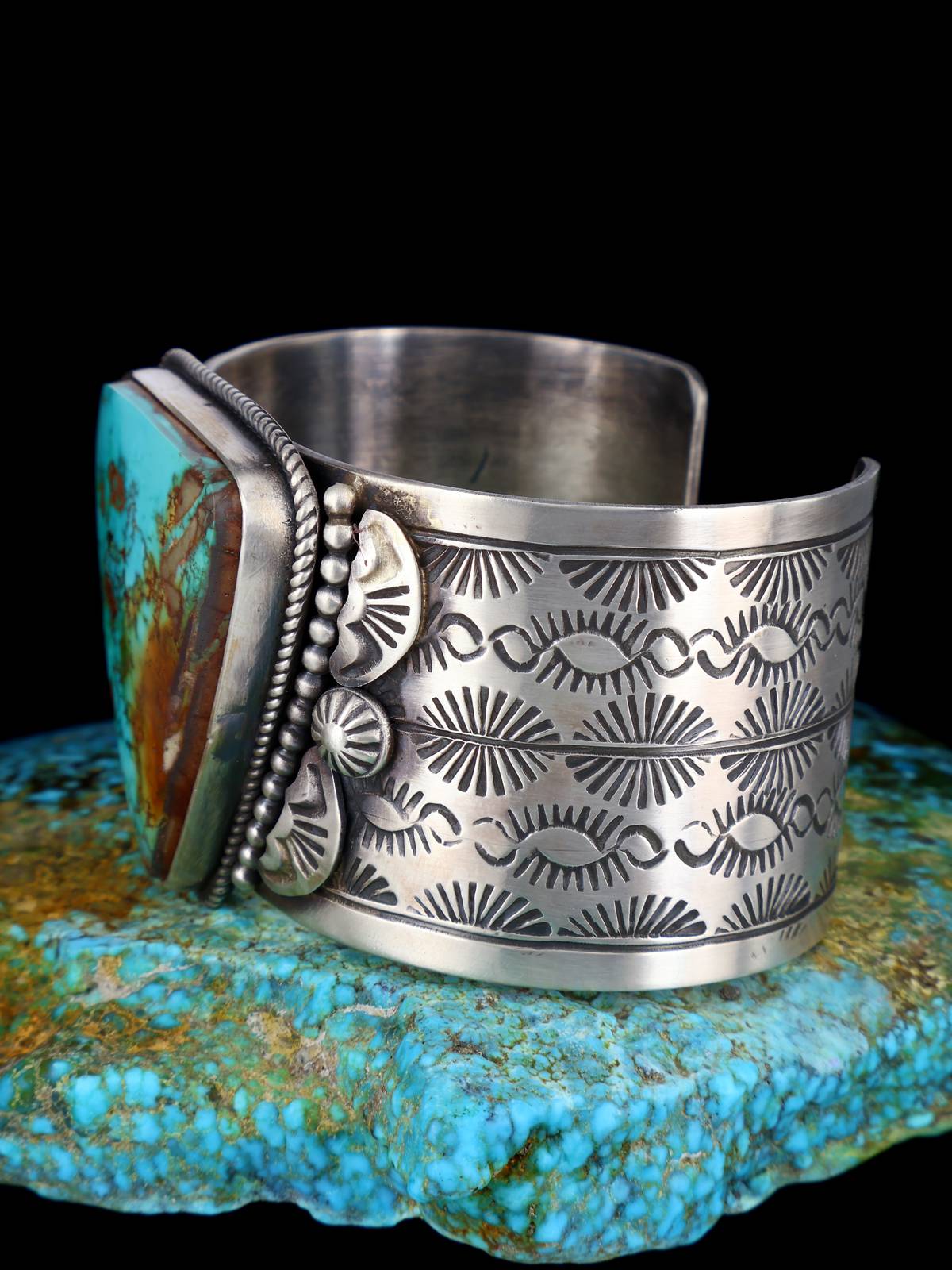 Native American Sterling Silver Royston Turquoise Bracelet - PuebloDirect.com