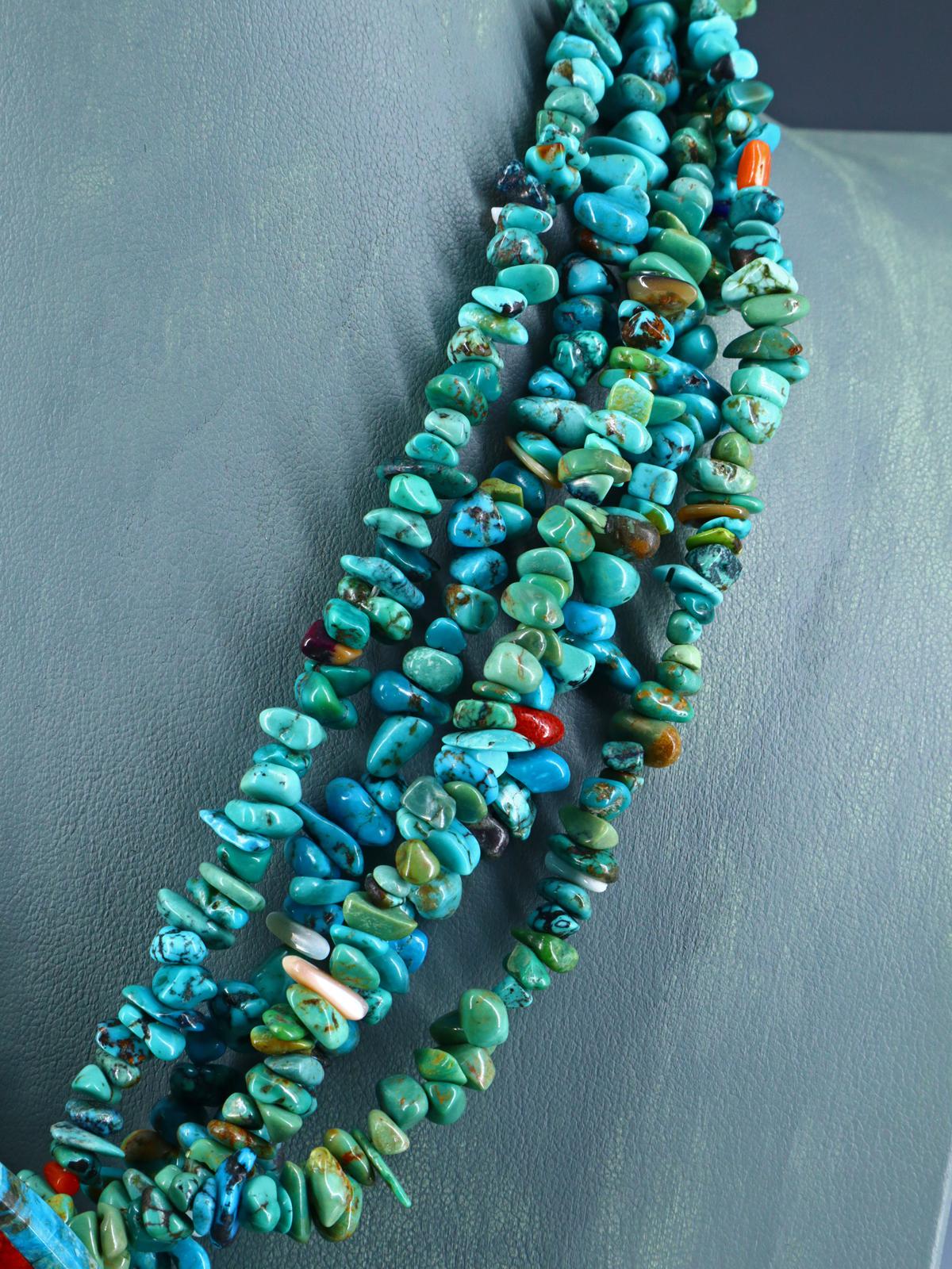 Native American Santo Domingo Mosaic Inlay Turquoise Necklace