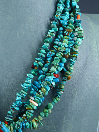 Native American Santo Domingo Mosaic Inlay Turquoise Necklace