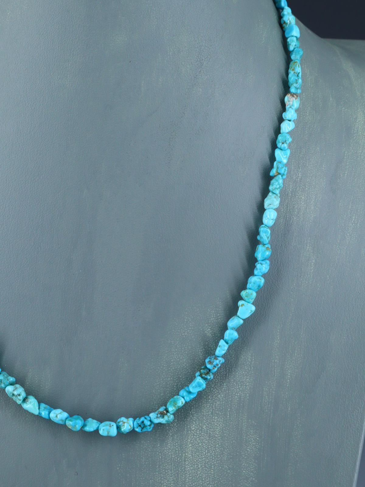 Navajo 21" Single Strand Sleeping Beauty Turquoise Necklace - PuebloDirect.com