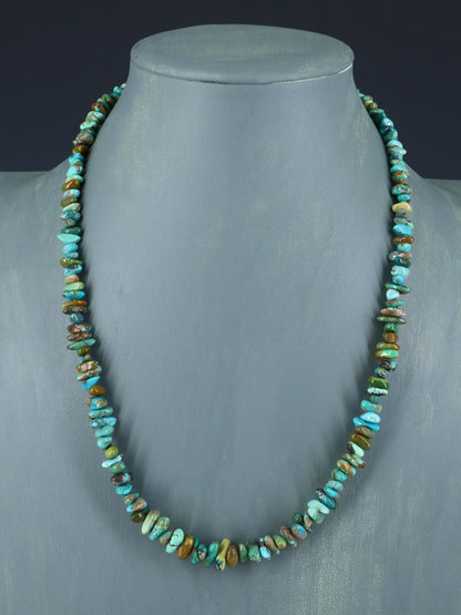 20" Single Strand Natural Carico Lake Turquoise Necklace - PuebloDirect.com