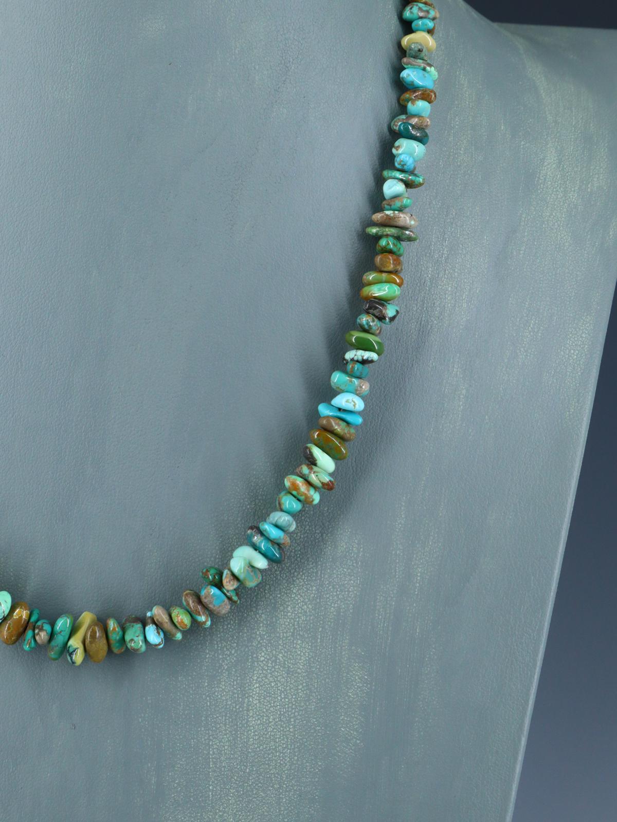20" Single Strand Natural Carico Lake Turquoise Necklace - PuebloDirect.com