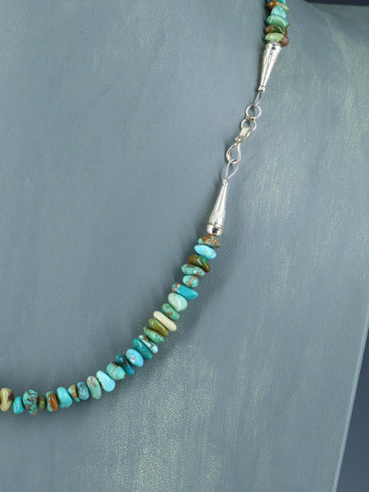 20" Single Strand Natural Carico Lake Turquoise Necklace - PuebloDirect.com