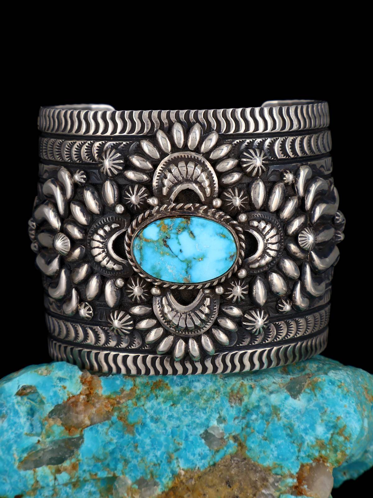 Native American Jewelry Natural Kingman Turquoise Cuff Bracelet - PuebloDirect.com