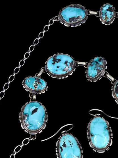Native American Jewelry Campitos Turquoise Lariat Necklace Set - PuebloDirect.com