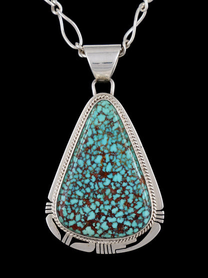 Estate Natural Turquoise Mountain Turquoise Sterling Silver Pendant - PuebloDirect.com