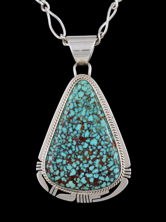 Estate Natural Turquoise Mountain Turquoise Sterling Silver Pendant - PuebloDirect.com