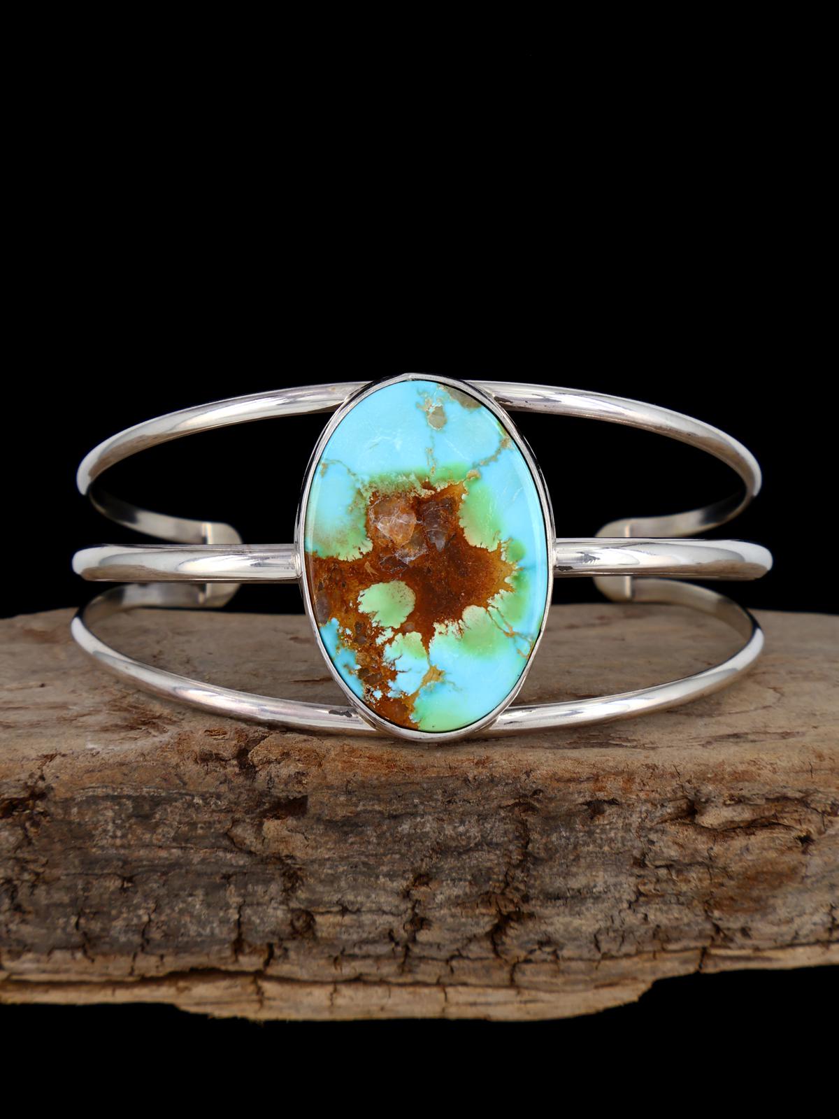 Native American Turquoise Sterling Silver Cuff Bracelet - PuebloDirect.com