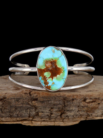 Native American Turquoise Sterling Silver Cuff Bracelet - PuebloDirect.com