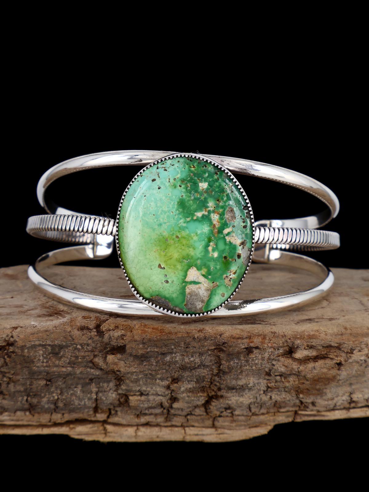Native American Royston Turquoise Sterling Silver Cuff Bracelet - PuebloDirect.com