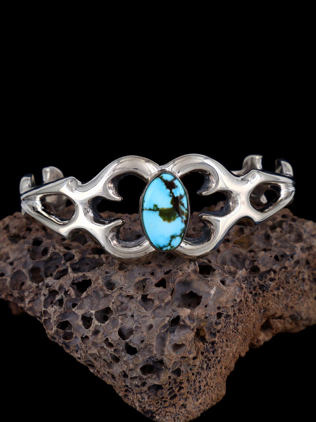 Navajo Golden Hill Turquoise Sterling Silver Cuff Bracelet