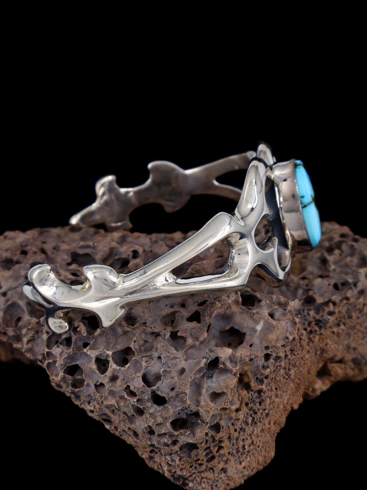 Navajo Golden Hill Turquoise Sterling Silver Cuff Bracelet