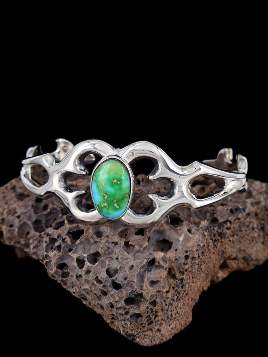 Navajo Sonoran Gold Turquoise Sterling Silver Cuff Bracelet