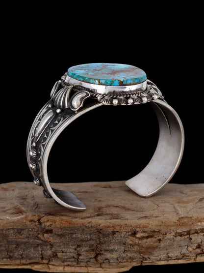 Navajo Jewelry Natural Pilot Mountain Turquoise Cuff Bracelet - PuebloDirect.com