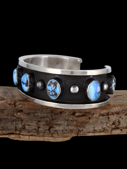 Native American Heavy Golden Hill Turquoise Cuff Bracelet - PuebloDirect.com