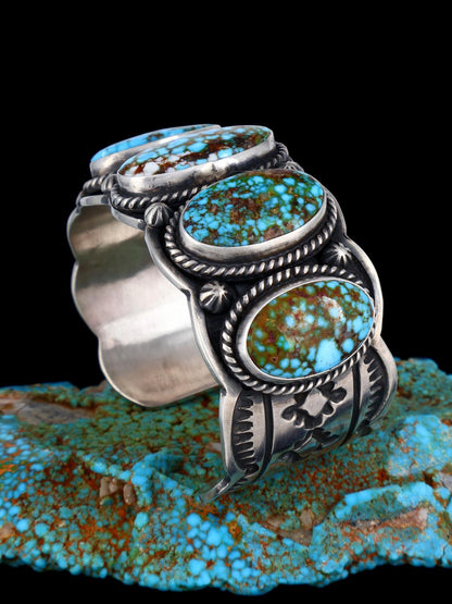 Navajo Sterling Silver Kingman Turquoise Cuff Bracelet