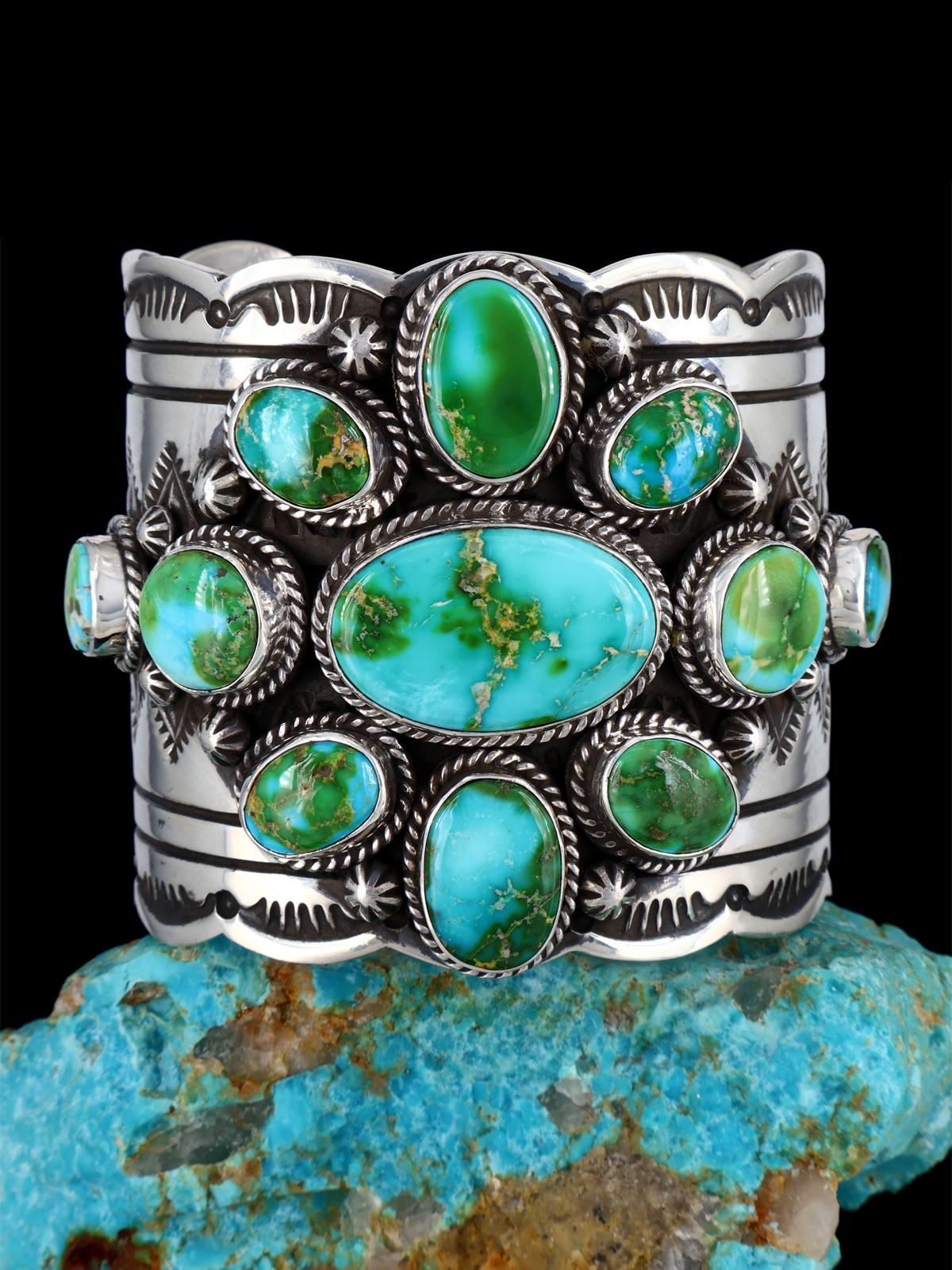 Navajo Sterling Silver Sonoran Gold Turquoise Cuff Bracelet