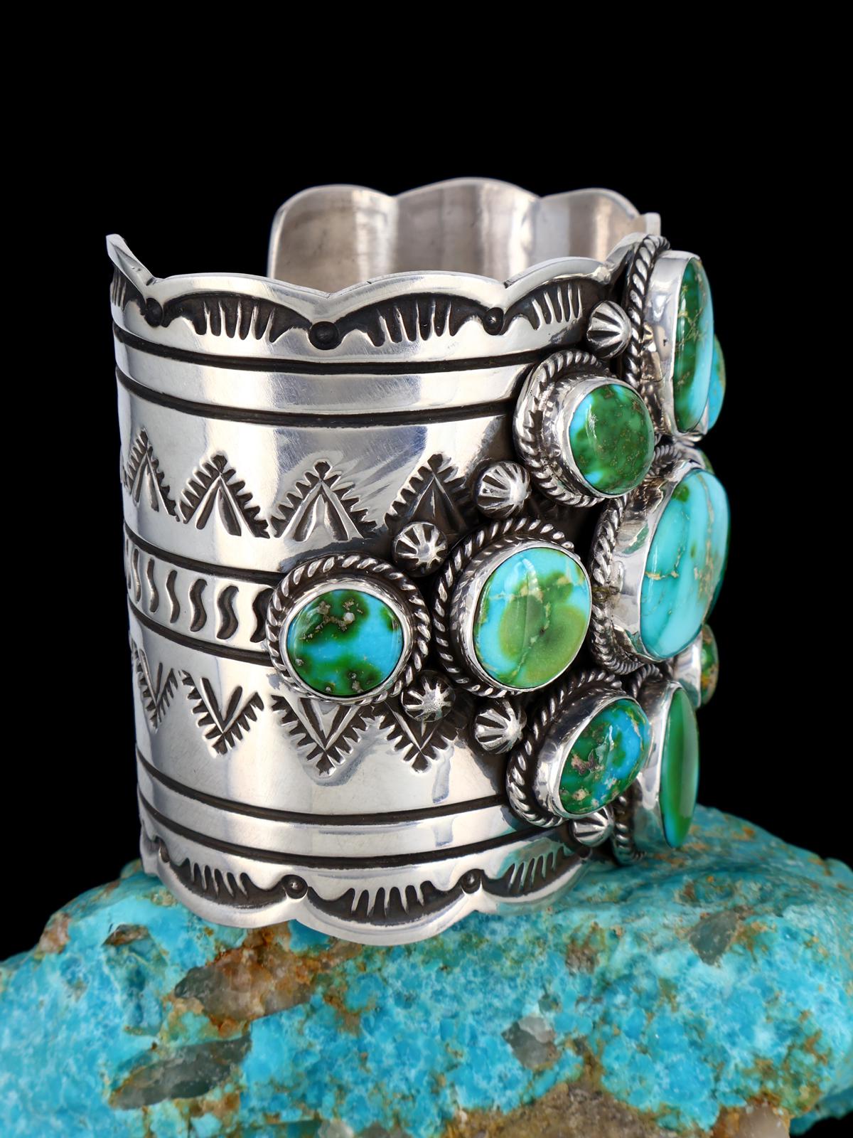 Navajo Sterling Silver Sonoran Gold Turquoise Cuff Bracelet