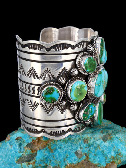 Navajo Sterling Silver Sonoran Gold Turquoise Cuff Bracelet